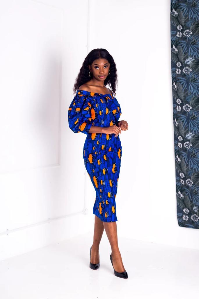 Blue African Ankara Print Plus Size Clothing Midi Party Dress Africanclothinghub Blue African Ankara Print Plus Size Clothing Midi Party Dress Africanclothinghub