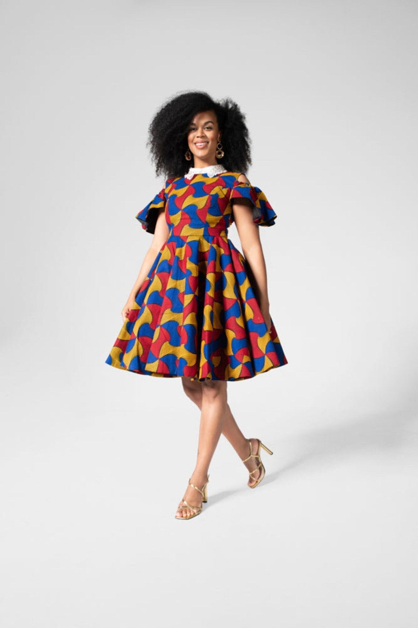 Red African Ankara Print Fit & Flare Short Dress For Formal Event Africanclothinghub Red African Ankara Print Fit & Flare Short Dress For Formal Event Africanclothinghub