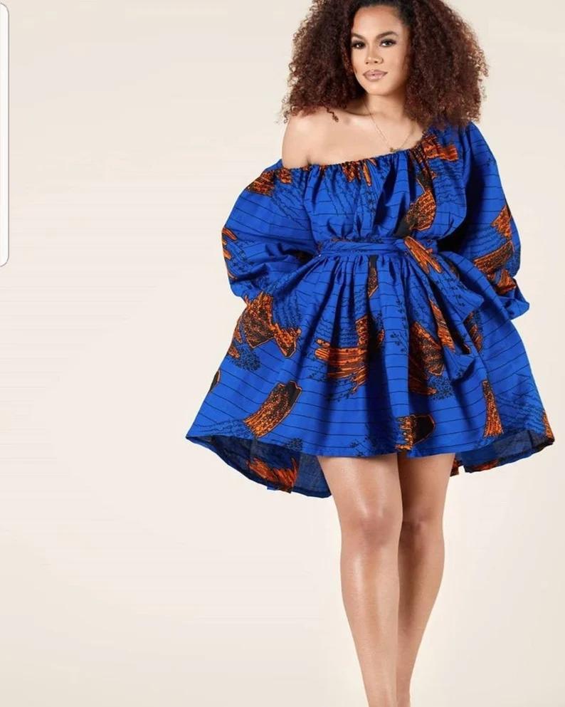 Blue Orange Multi African Ankara Print Plus Size Clothing Party Maxi D Africanclothinghub Blue Orange Multi African Ankara Print Plus Size Clothing Party Maxi D Africanclothinghub