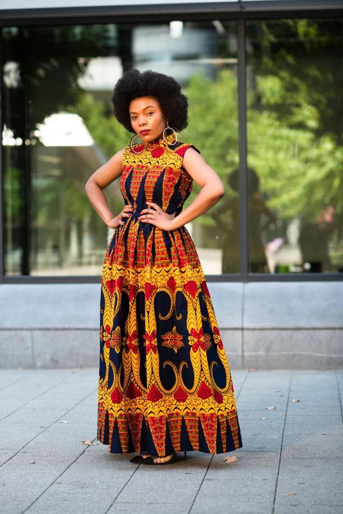 Blue Red African Ankara Print Long Maxi Dress Africanclothinghub Blue Red African Ankara Print Long Maxi Dress Africanclothinghub
