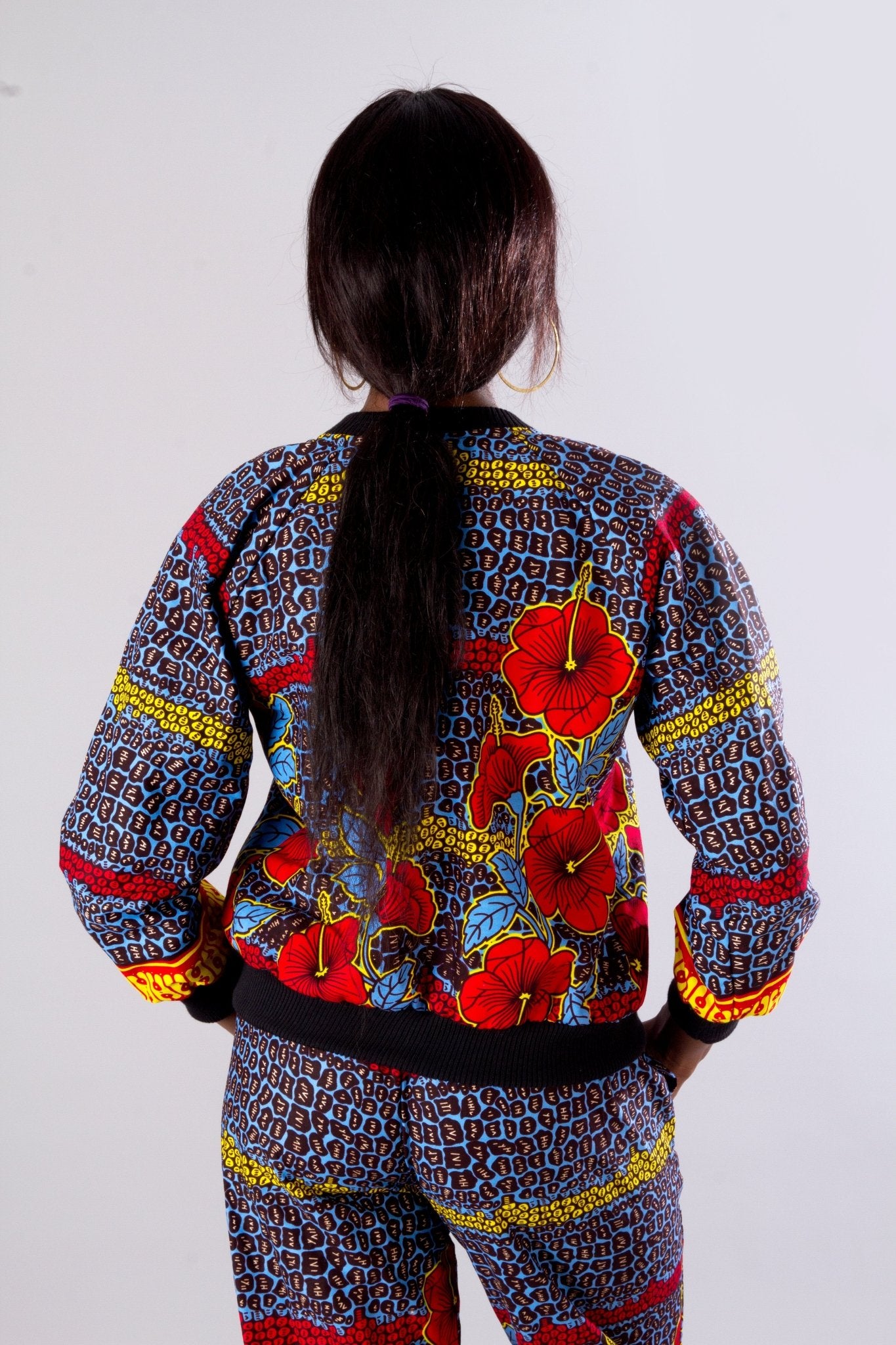 Blue Red Multi colour African Ankara Print Plus Size Bomber Jacket Set/African Ankara Print jogger set/Ankara Print Two - Print clothing - Africanclothinghub UK, US, Canada