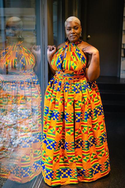 ORANGE AFRICAN KENTE PRINT PLUS SIZE CLOTHING PARTY DRESS Africanclothinghub