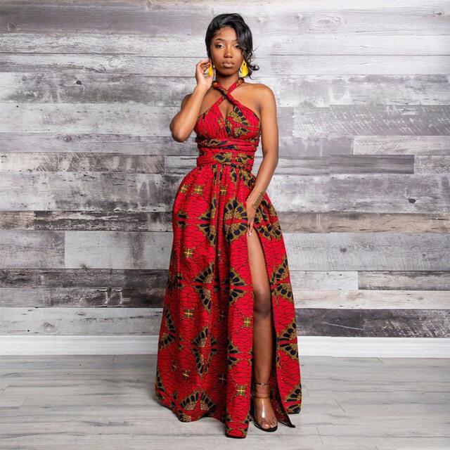 Red African Ankara Print Plus Size Clothing Party Dress Red African Ankara Print Plus Size Clothing Party Dress