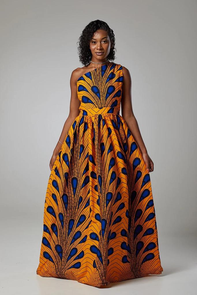 Yellow Blue Plus Size African Ankara Print Long Maxi Party Dress Yellow Blue Plus Size African Ankara Print Long Maxi Party Dress