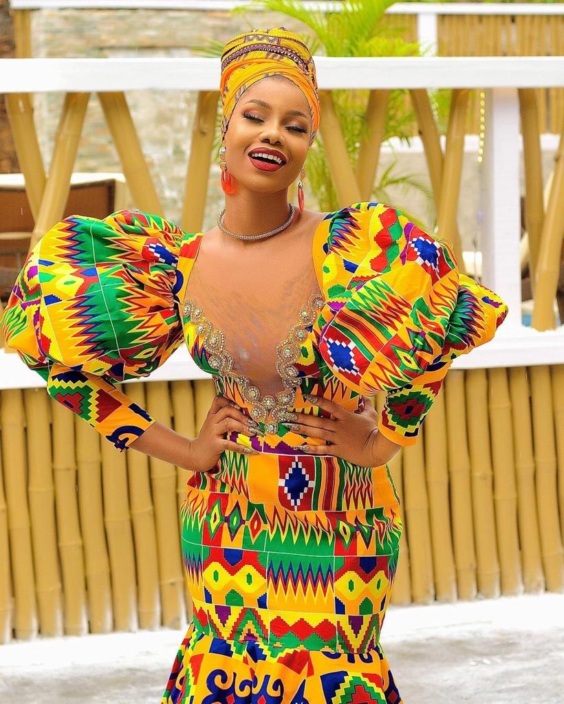 Yellow Multi African Kente Plus Size Clothing Party Maxi Dress