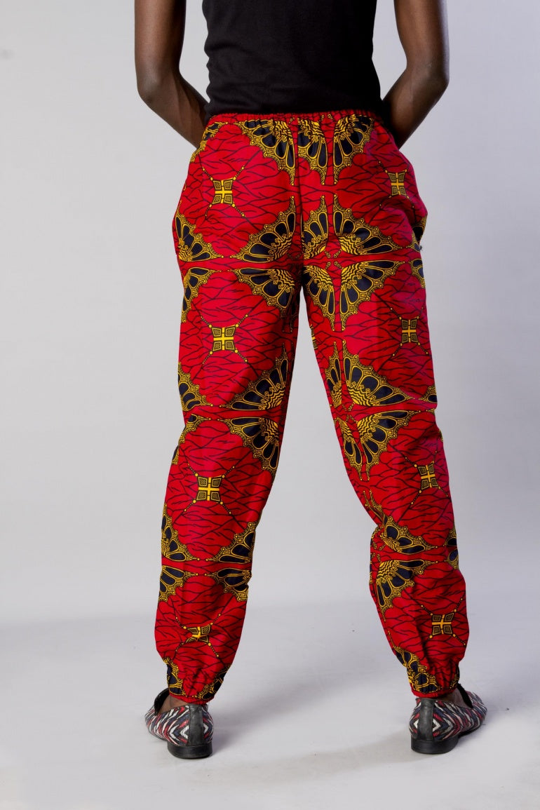 Red Multi African Ankara Trouser Pant For Men
