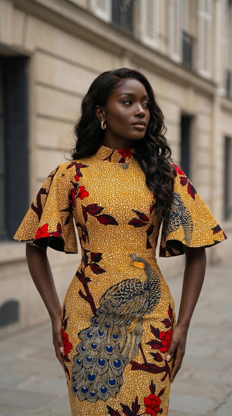 Brown African Ankara Fitted Dress Style For Party
