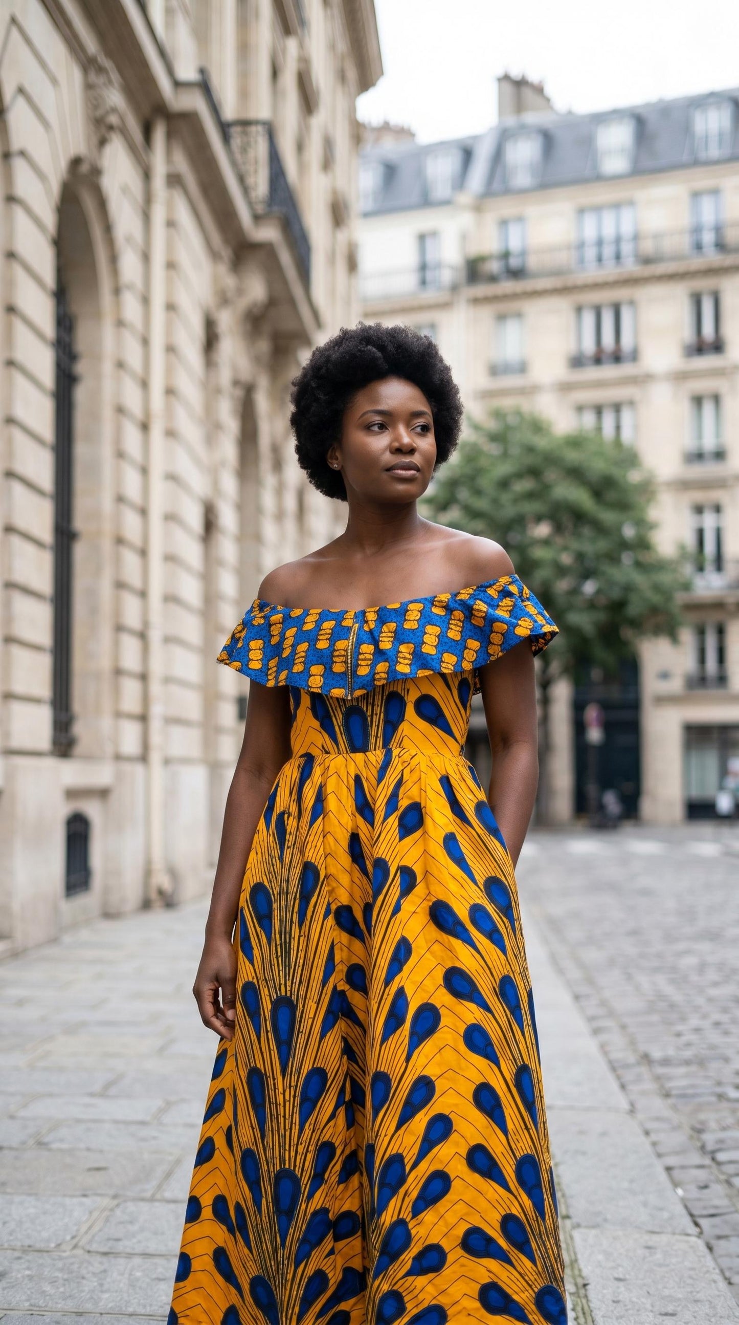 Yellow African Ankara Print Fit and Flare Off Shoulder Maxi Dress For – Africanclothinghub