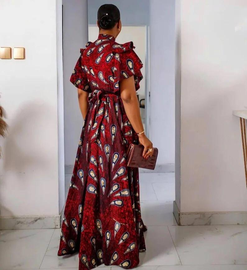 Burgundy African Ankara Print Plus Size Maxi Shirt Dress Africanclothinghub Burgundy African Ankara Print Plus Size Maxi Shirt Dress Africanclothinghub