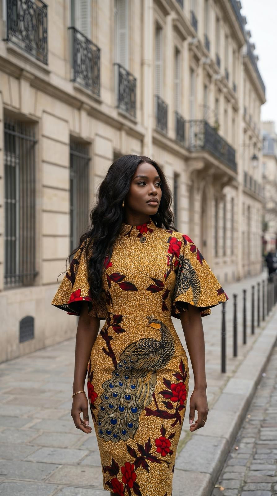 Brown African Ankara Fitted Dress Style For Party
