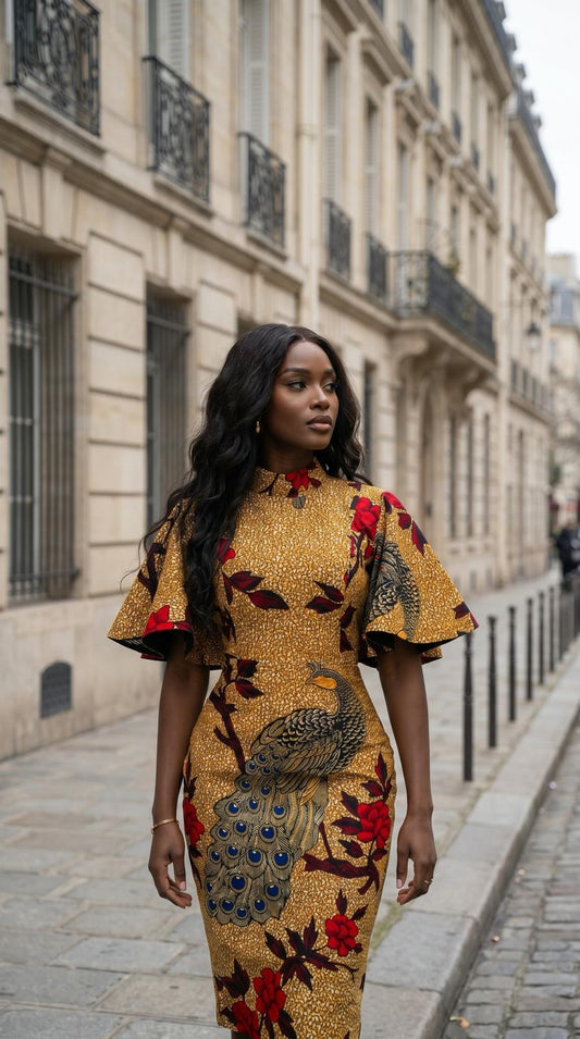 Brown African Ankara Fitted Dress Style For Party - Africanclothinghub