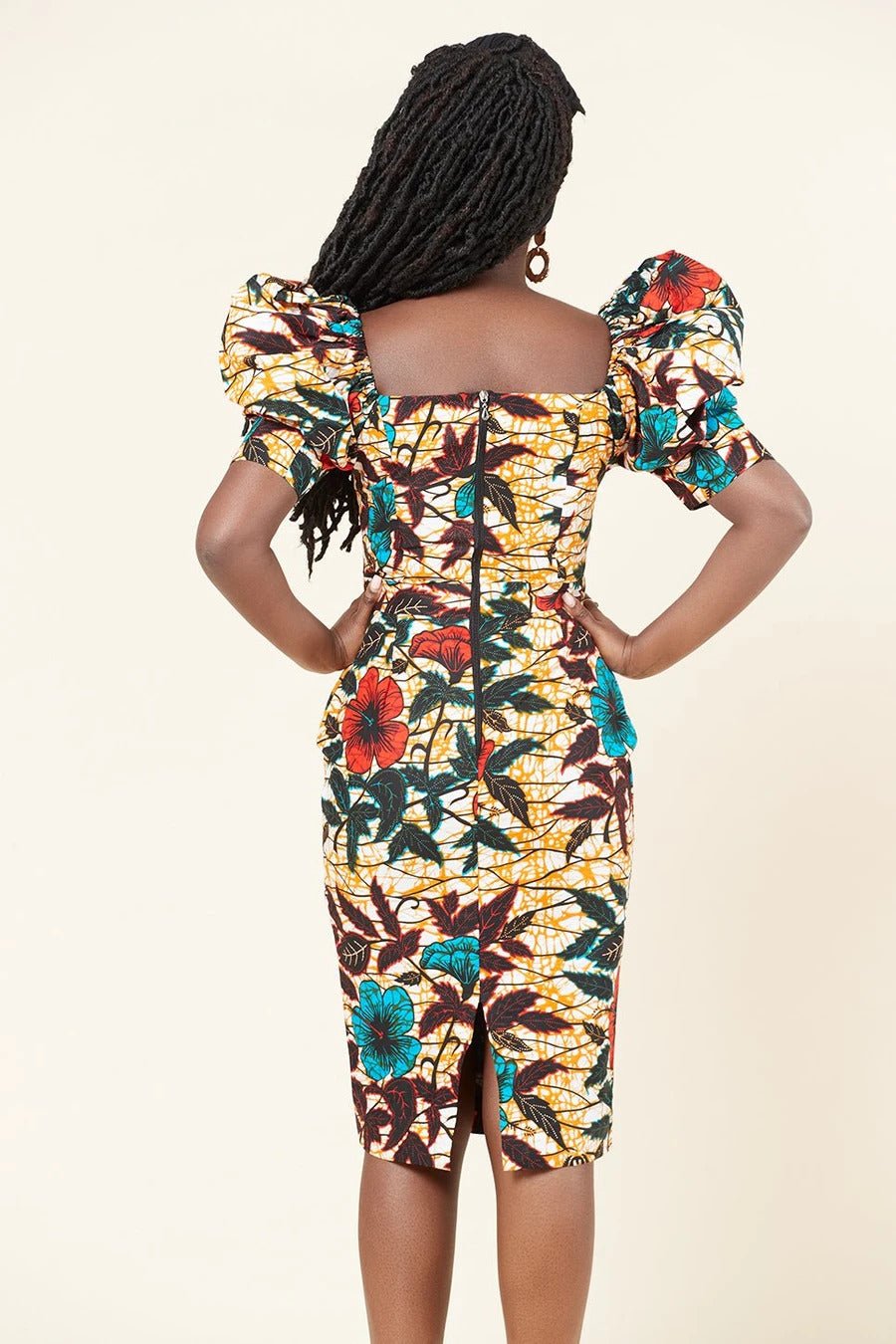 Beige Africa Ankara Print Plus Size Short Party Dress With Puff Sleeve Africanclothinghub Beige Africa Ankara Print Plus Size Short Party Dress With Puff Sleeve Africanclothinghub