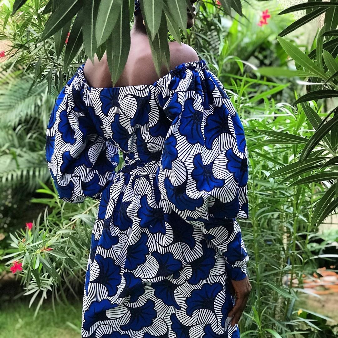 Blue White African Ankara Plus Size Fitted Formal Short Party Wrap