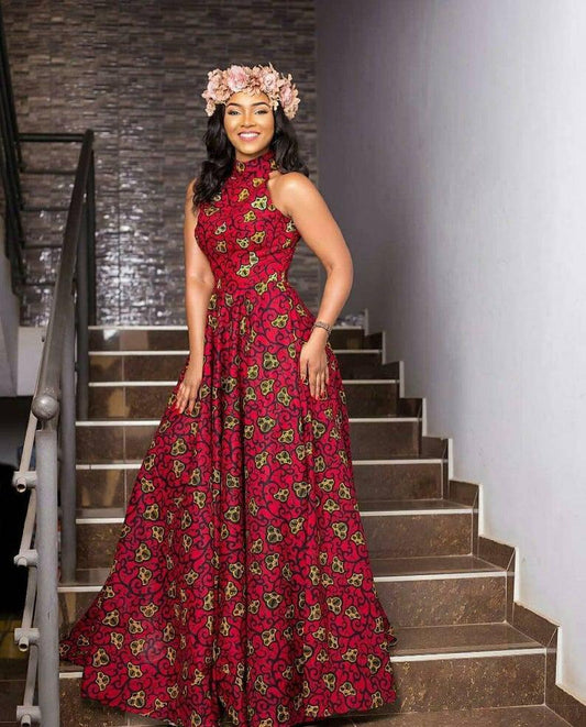 ankara maxi wrap dress This Ankara Maxi Dress With a Chiffon Wrap Detail Is Everything