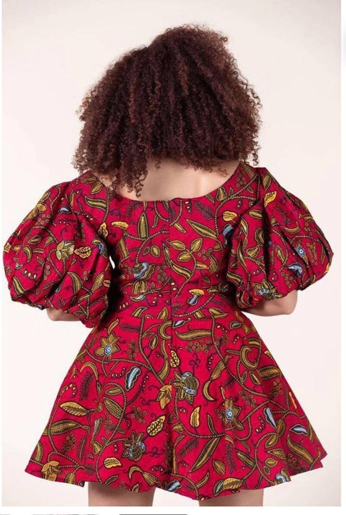 BURGUNDY AFRICAN ANKARA PRINT PLUS SIZE CLOTHING PARTY DRESS - Africanclothinghub UK, US, Canada