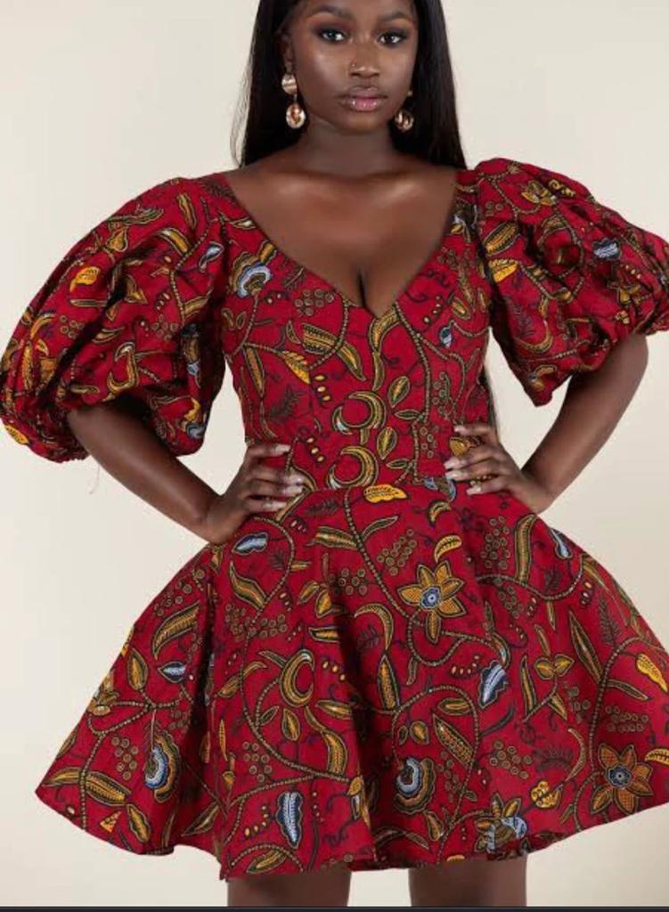 BURGUNDY AFRICAN ANKARA PRINT PLUS SIZE CLOTHING PARTY DRESS - Africanclothinghub UK, US, Canada