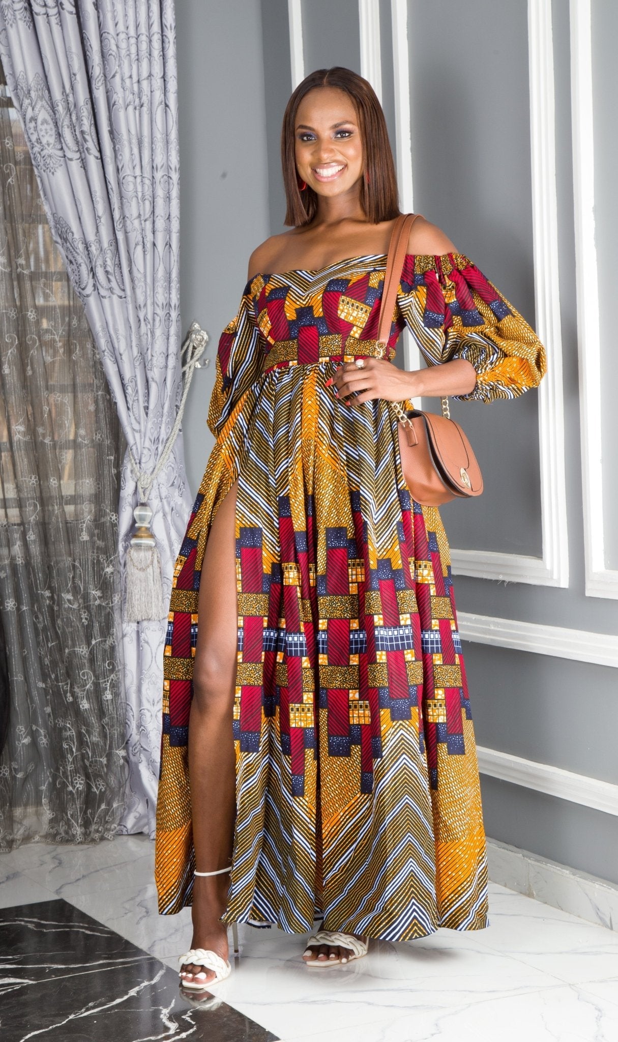 Tan Blue Multi African Ankara Print Plus Size Clothing Party Maxi Dres Africanclothinghub Tan Blue Multi African Ankara Print Plus Size Clothing Party Maxi Dres Africanclothinghub