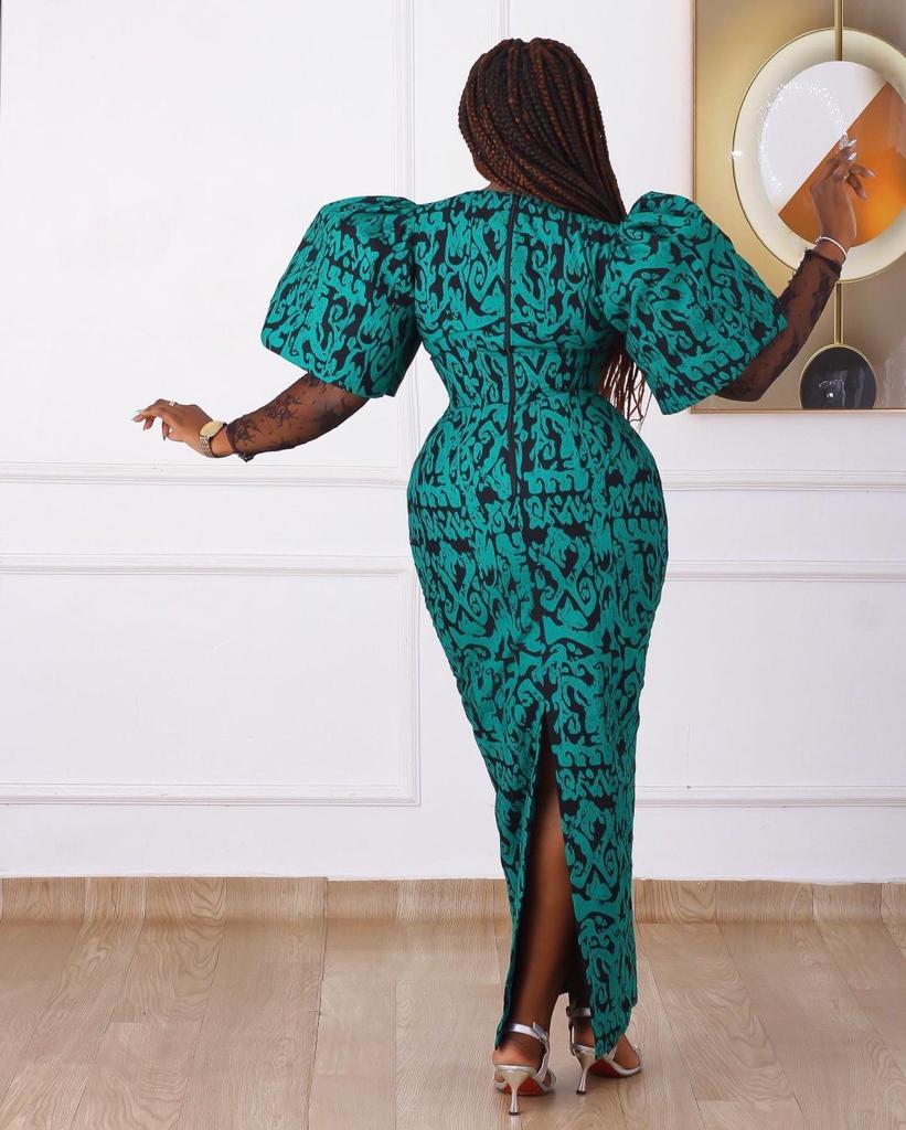 GREEN BLACK MULTI AFRICAN ANKARA PRINT PLUS SIZE PARTY CLOTHING LONG DRESS - Africanclothinghub UK, US, Canada