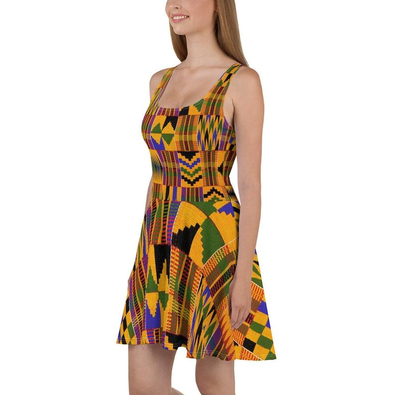 MUSTARD YELLOW AFRICAN KENTE PLUS SHORT DRESS - Africanclothinghub