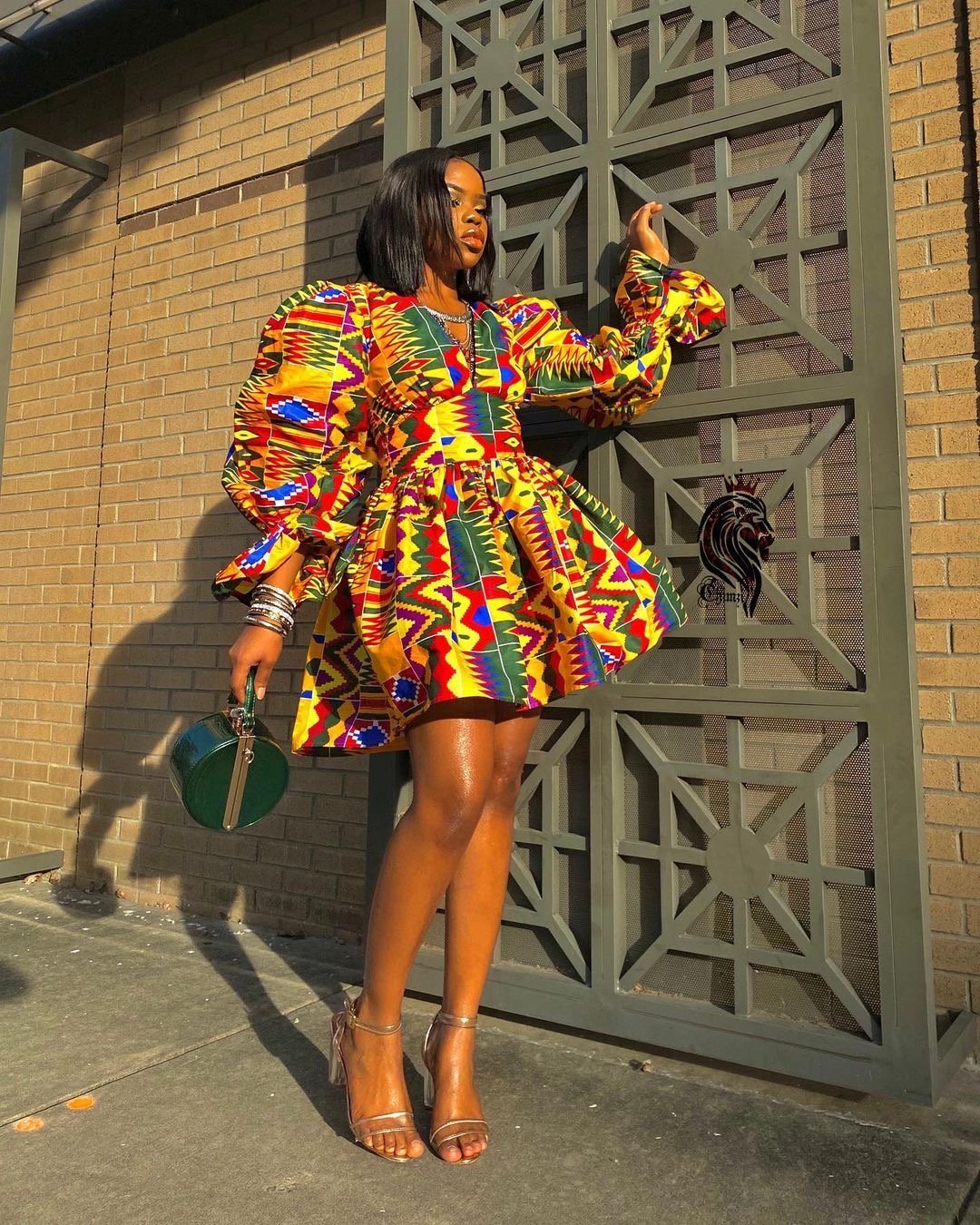 MUSTARD YELLOW PLUS SIZE AFRICAN KENTE PRINT SHORT PARTY DRESS - Africanclothinghub