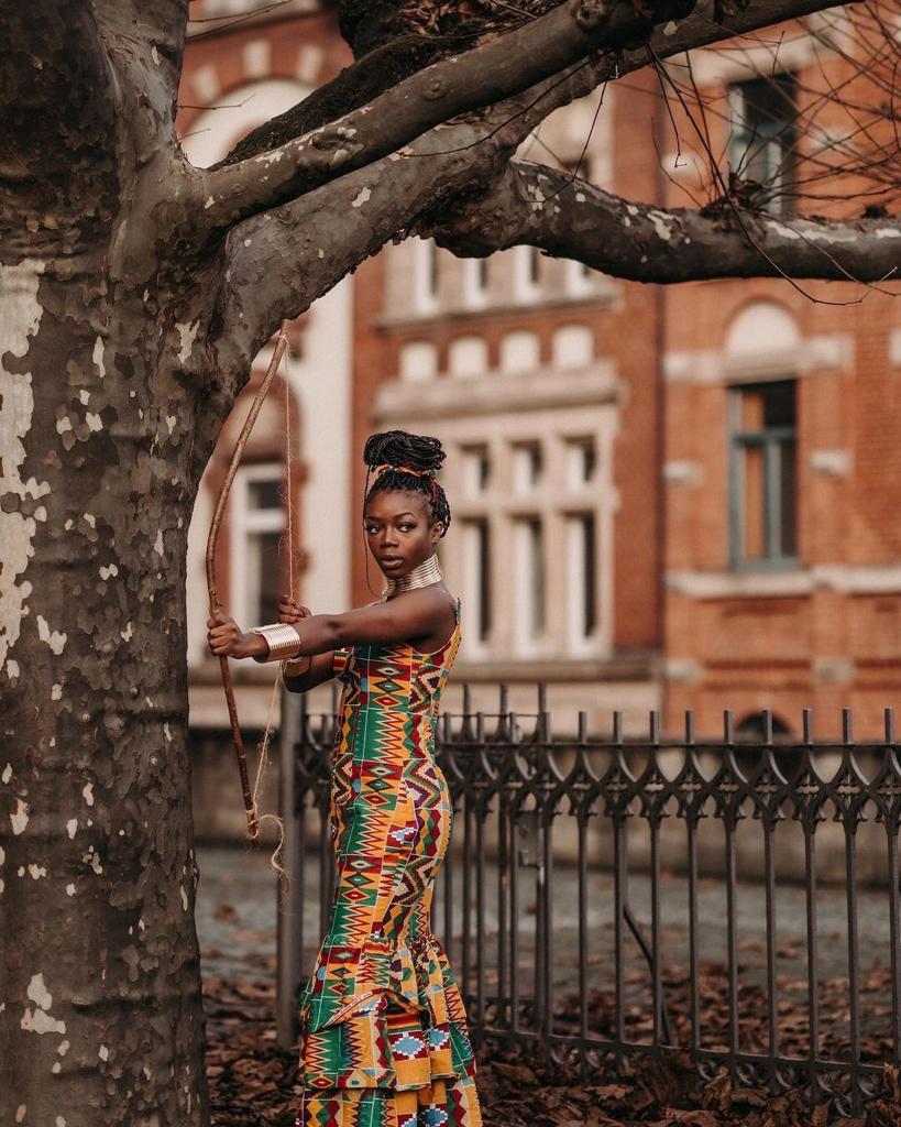 Mustard Yellow Plus Size African Kente Print Spaghetti Strap Party Dress