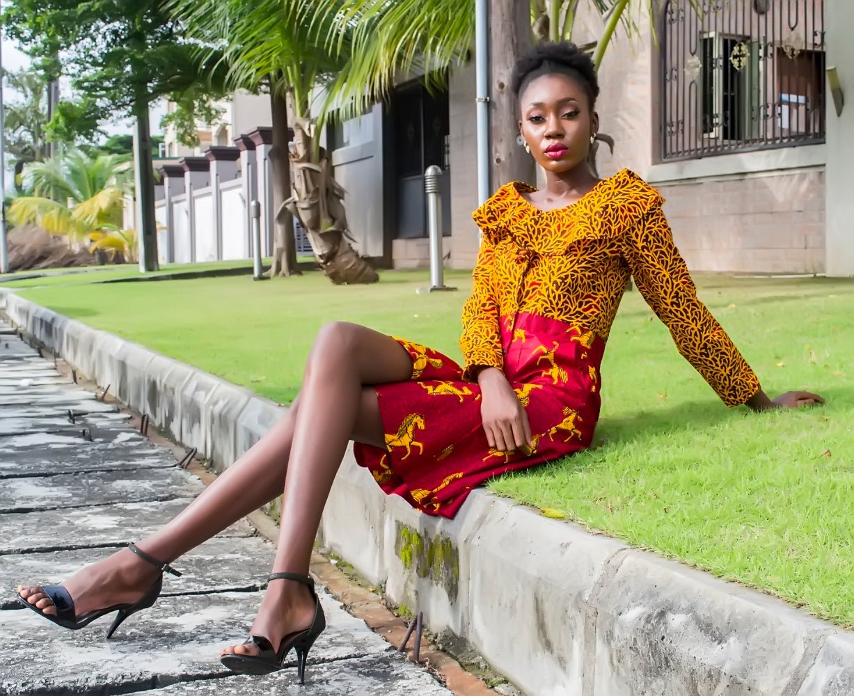 Mustard Yellow Two Two African Ankara Print Jumpsuit - Africanclothinghub