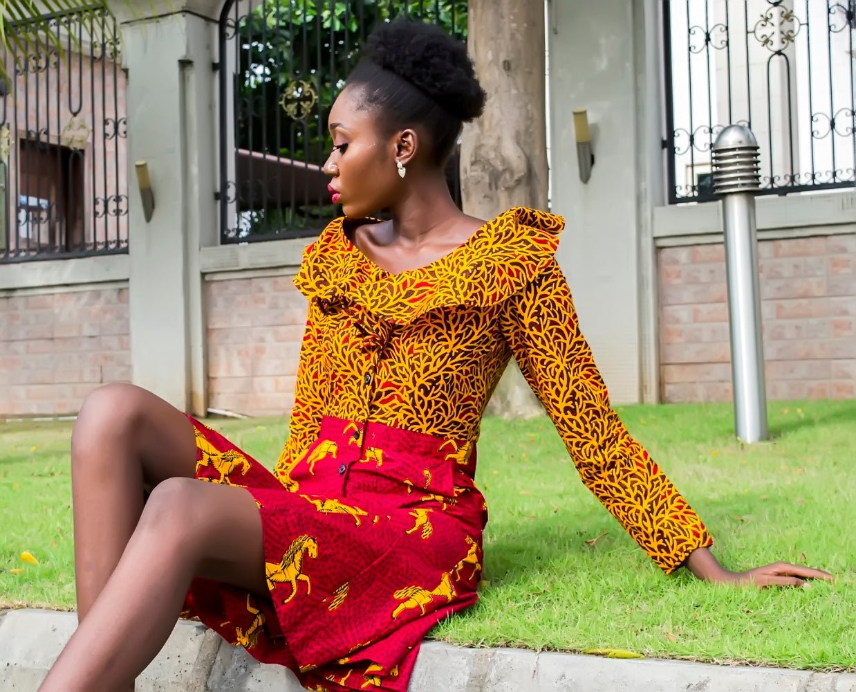 Mustard Yellow Two Two African Ankara Print Jumpsuit - Africanclothinghub