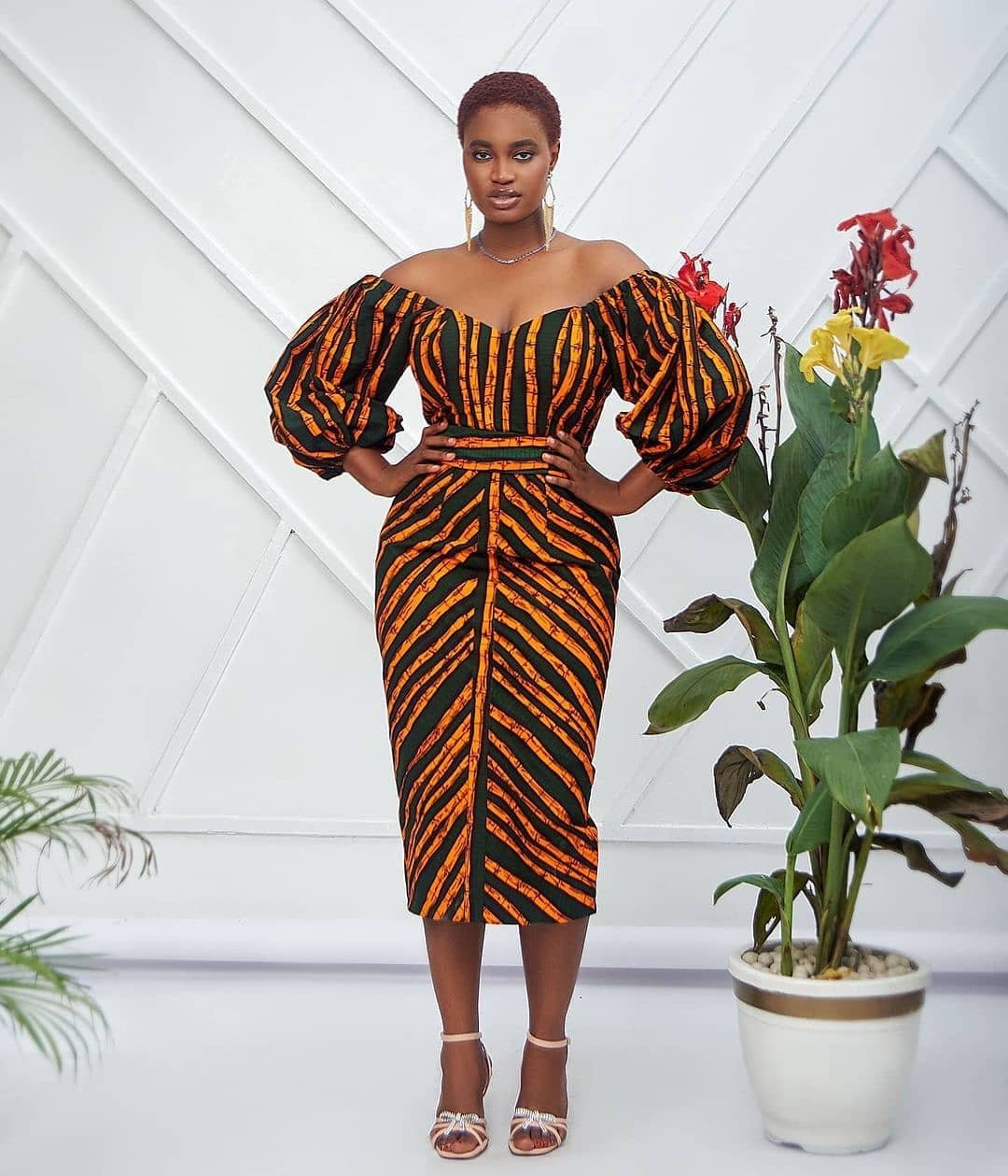 OFF SHOULDER FITTED AFRICAN ANKARA PRINT PLUS SIZE PARTY DRESS - Africanclothinghub