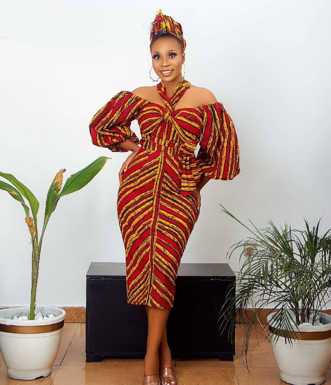 OFF SHOULDER FITTED AFRICAN ANKARA PRINT PLUS SIZE PARTY DRESS - Africanclothinghub