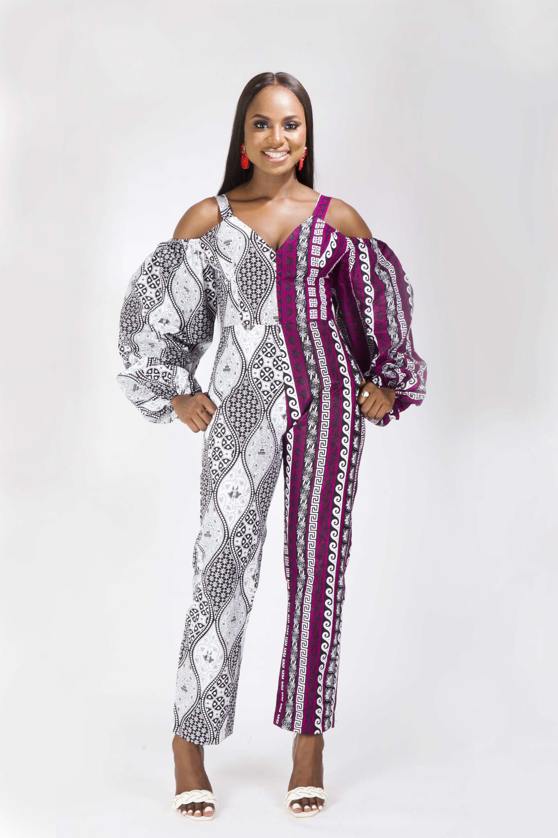 White Purple African Ankara Print Plus Size Clothing Party