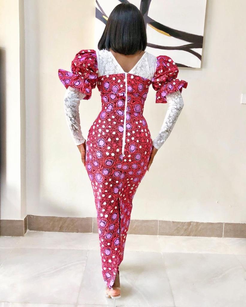 Pink White African Ankara Print Fitted Maxi Dress With Lace For Party Africanclothinghub Pink White African Ankara Print Fitted Maxi Dress With Lace For Party Africanclothinghub