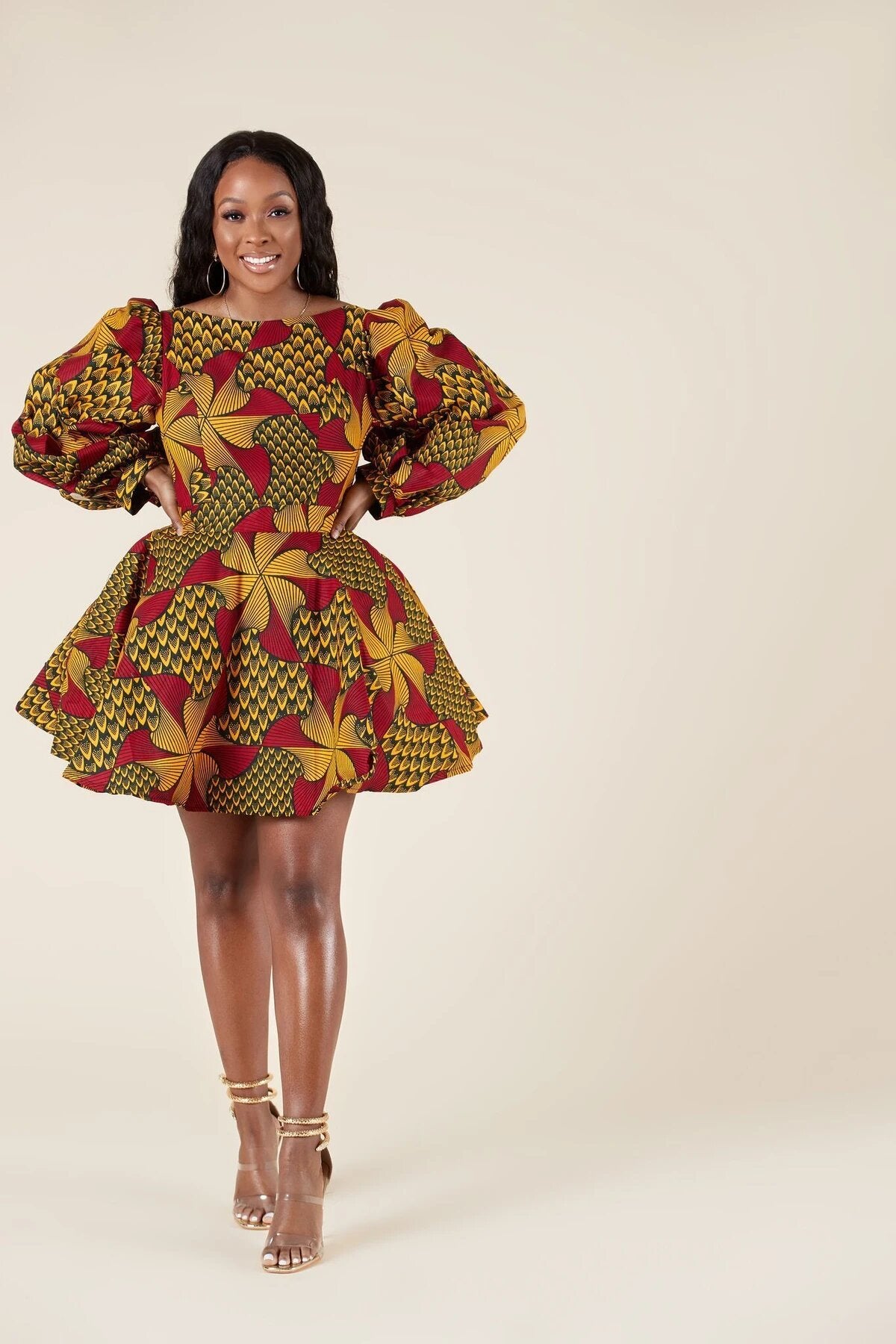 Red Yellow Black Multi African Ankara Print Plus Size Short Party Dres Africanclothinghub Red Yellow Black Multi African Ankara Print Plus Size Short Party Dres Africanclothinghub