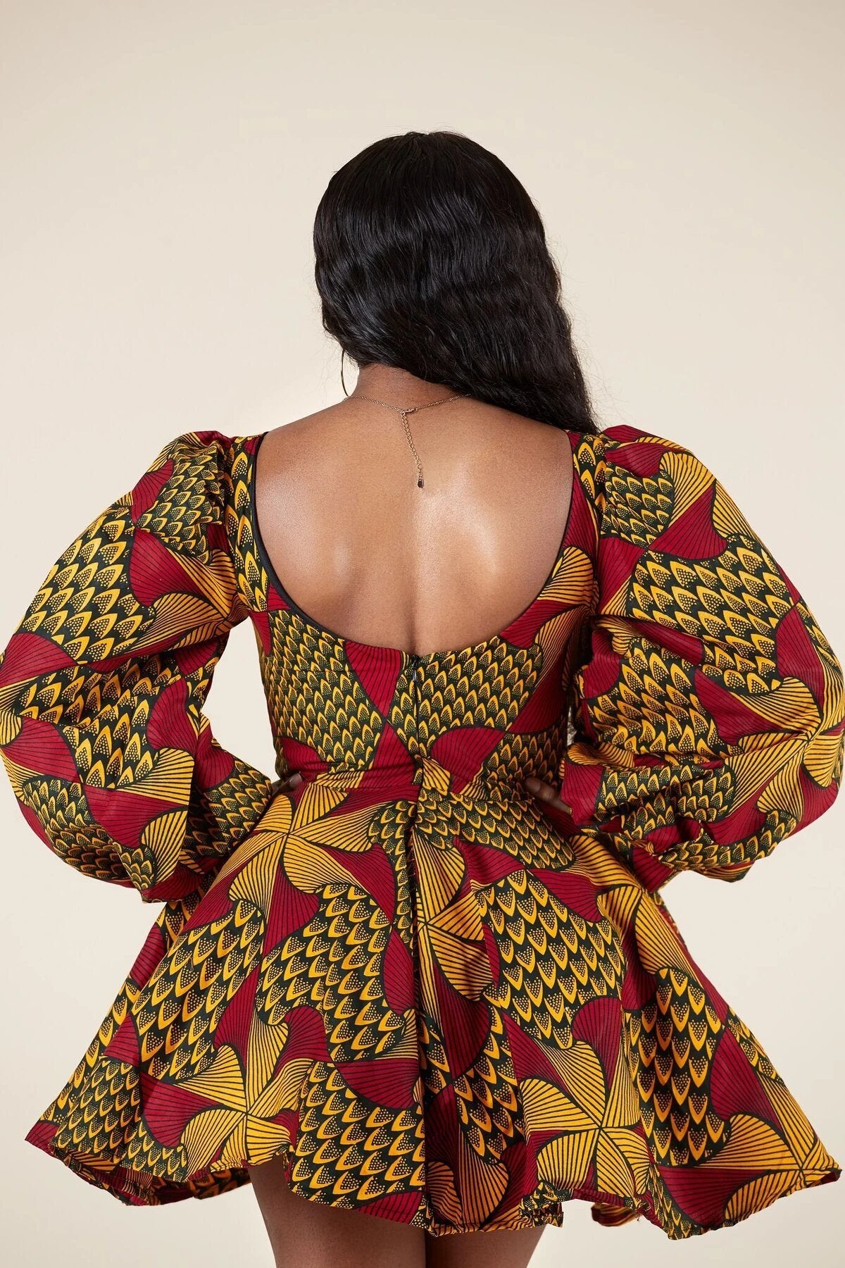 fashion plus size short ankara dresses Green Gold Multi African Ankara Print Plus Size Short Party Dress