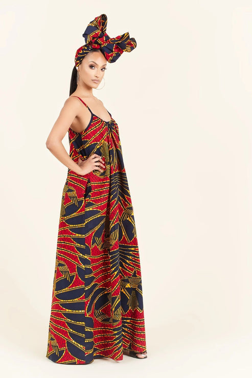 Red African Ankara Print Plus Size Long Maxi Dress – Africanclothinghub