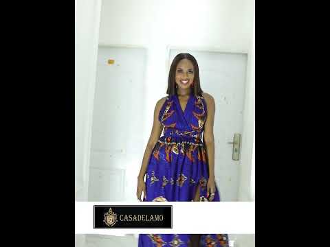 BLUE ORANGE AFRICAN ANKARA PRINT PLUS SIZE CLOTHING PARTY DRESS